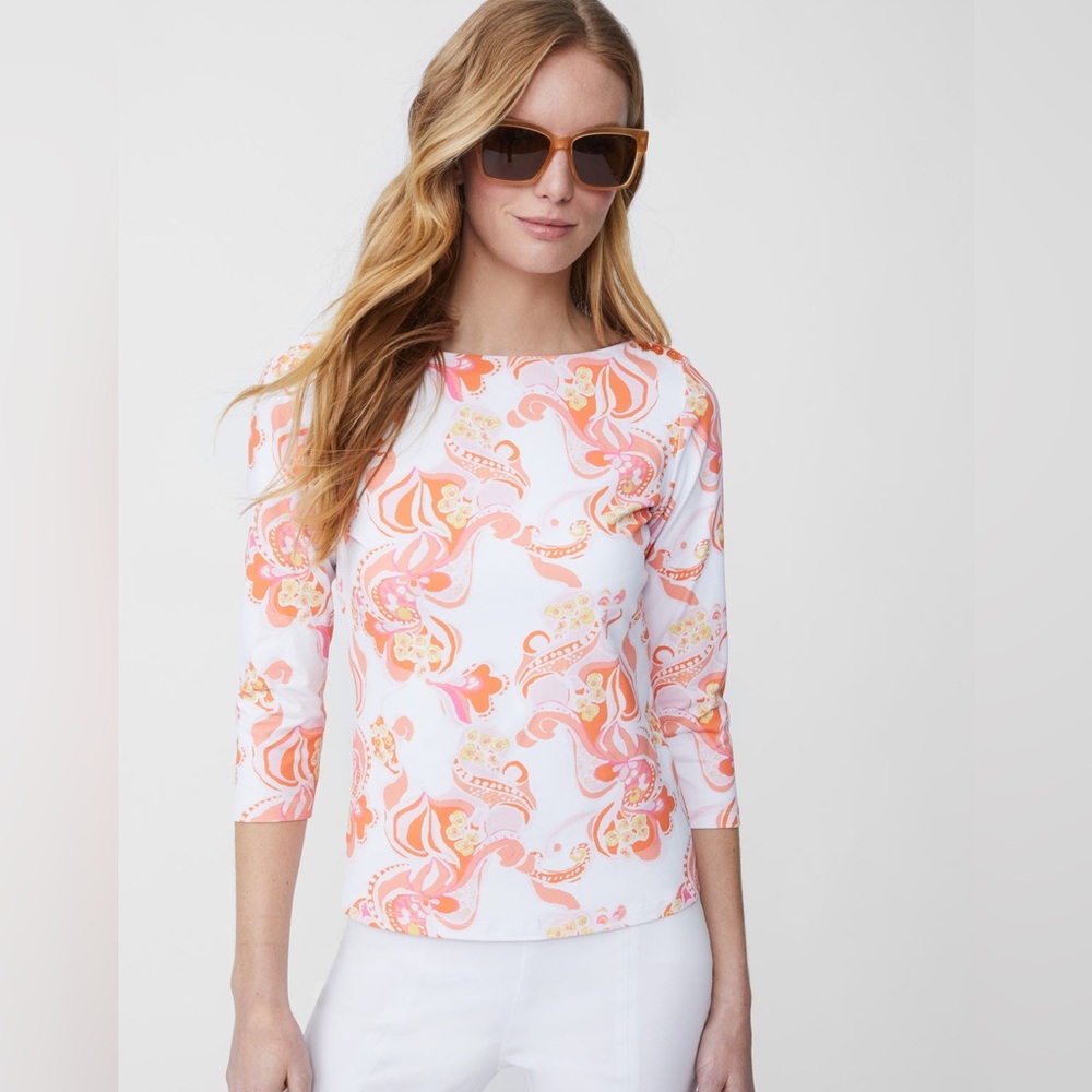 NWT J.McLaughlin Wavesong Tee in Trinidad Abstract